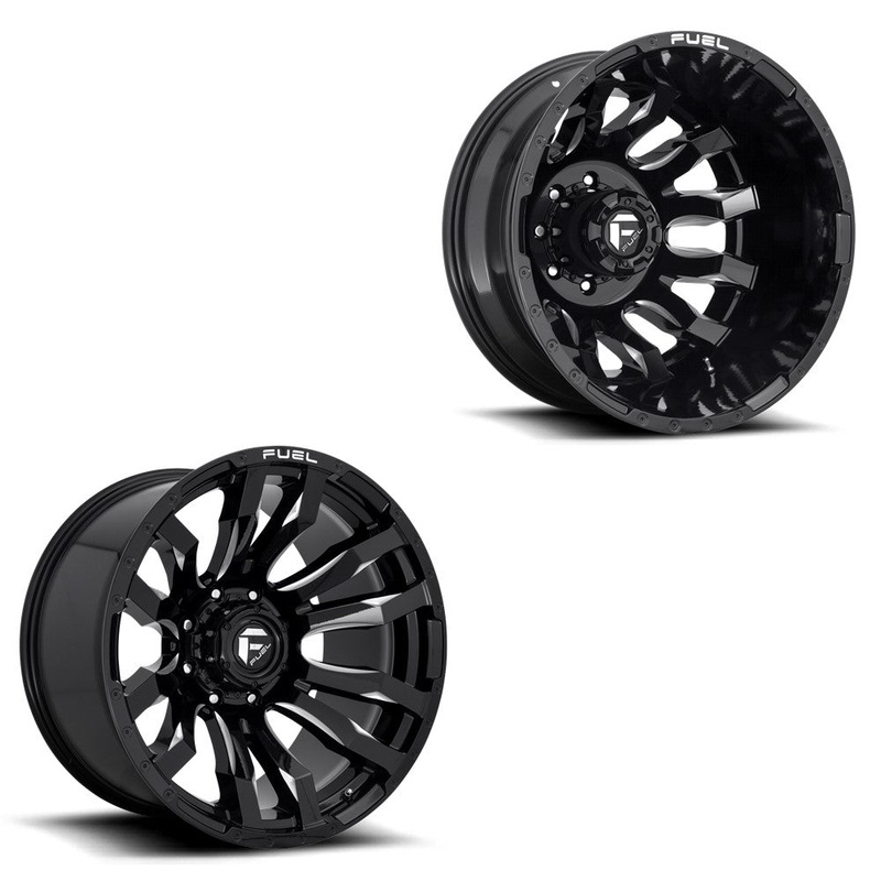 20×10 Fuel D673 Blitz Gloss Black Milled 99-04 FORD DUALLY SUPER SINGLE Wheels 8×170 Set of 6 (Fits UP to 13.50 tire)