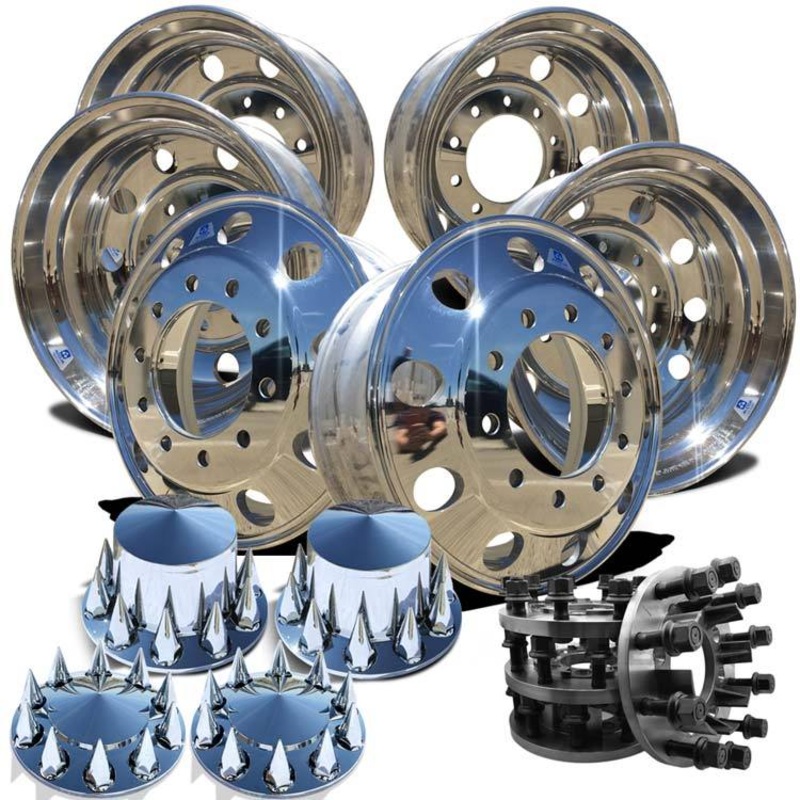 Alcoa 22.5 Wheels w/ 8 to 10 lug Adapter Kit (Ford F350 DRW 1984-1997)
