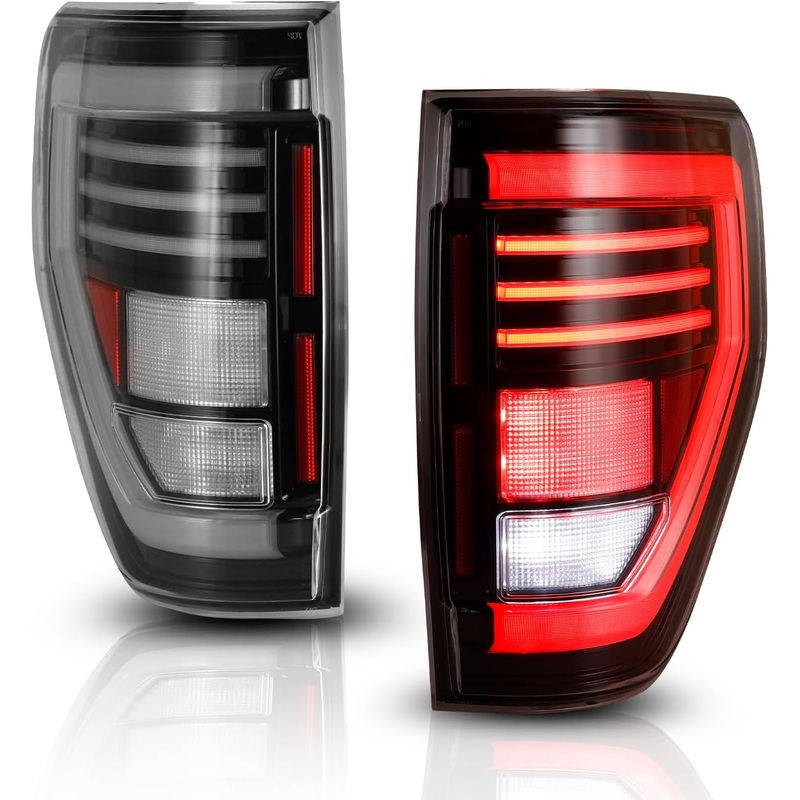 For 2009-2014 Ford F-150 LED Bulb Tail Lights – Glossy Black/ Clear