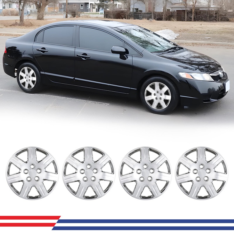 WINJET 16′ Hubcaps Wheel Rims Cover for 2006-2011 Honda Civic – Chrome