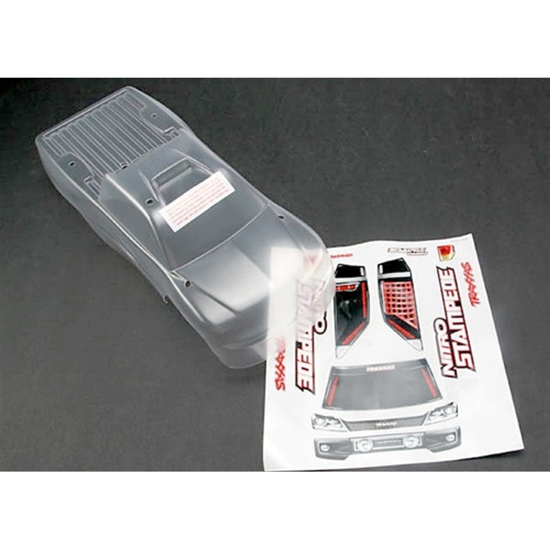 Traxxas Body, Nitro Stampede (clear, requires painting) Window, Grill, Lights Decal Sheet
