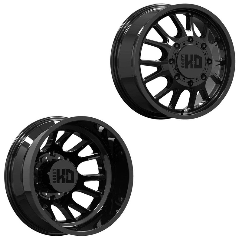 20×8.25 Luxxx LHD37 Gls Blk PRE-11 GM PRE-19 DODGE DUALLY Wheels 8×6.5 Set of 6 (Fits up to 12.50 Tire)
