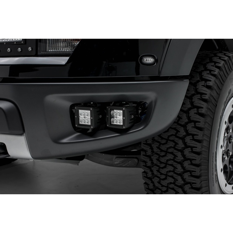 ZROADZ Z325671 Black Mild Steel Front Bumper OEM Fog LED Bracket Fits 2010-2014 Ford F-150 Raptor