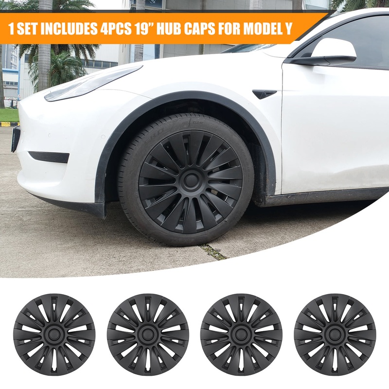 WINJET 19′ Hubcaps Wheel Rims Cover for 2020-2024 Tesla Model Y  – Matte Black