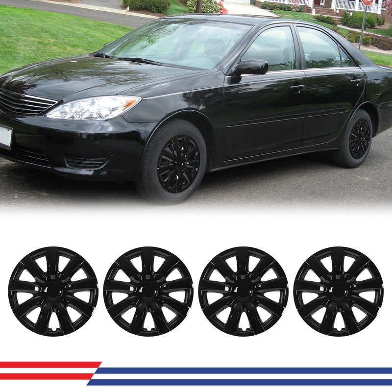 WINJET 15′ Hubcaps Wheel Rims Cover for 2002-2006 Toyota CAMRY – Black Lacquer