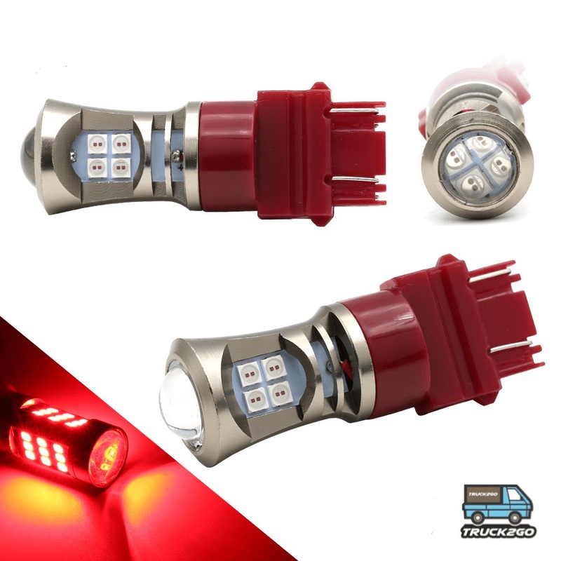 SYNETICUSA 3157 / 3156 Turn Signal – Brake LED Projector Light Bulbs (Red)