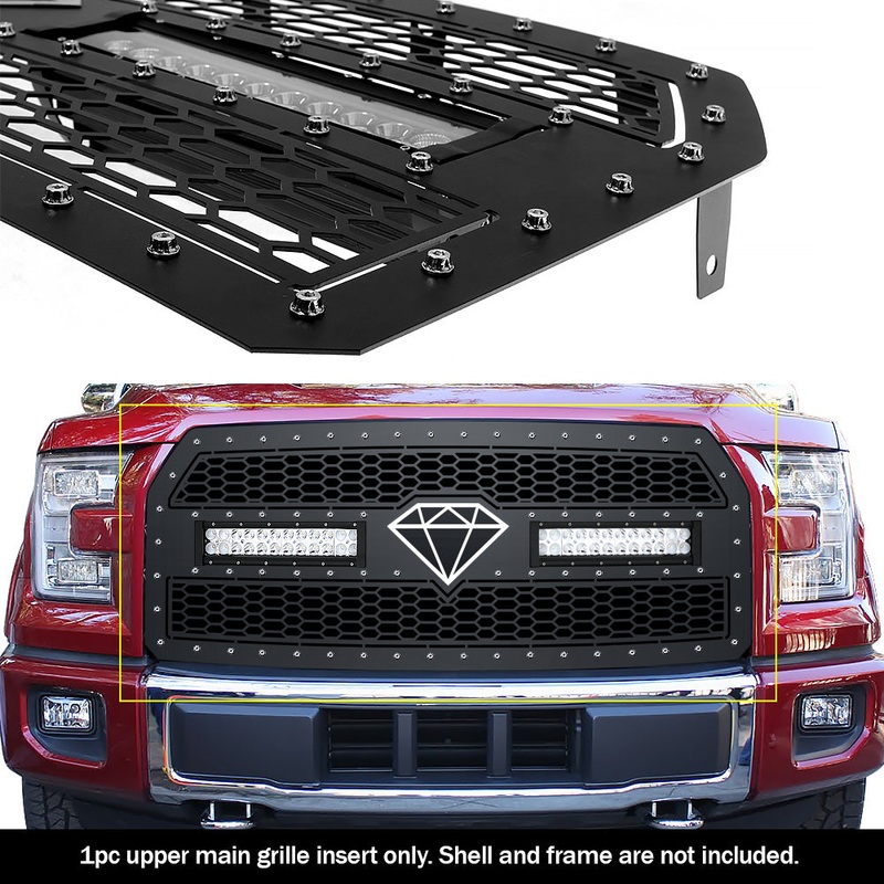 APS GR06LFC10L Main Upper Rivet Grille Fits 2015-2017 Ford F-150