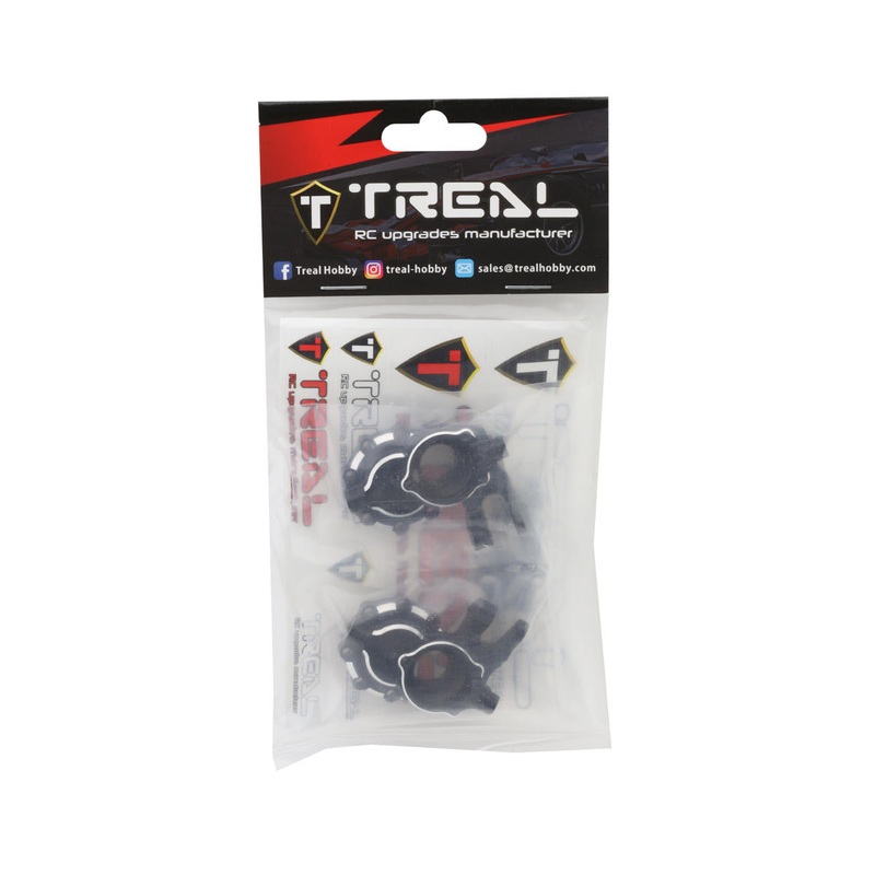Treal Hobby Aluminum Steering Knuckles Portal Covers for Traxxas TRX-4 (Black) (2)