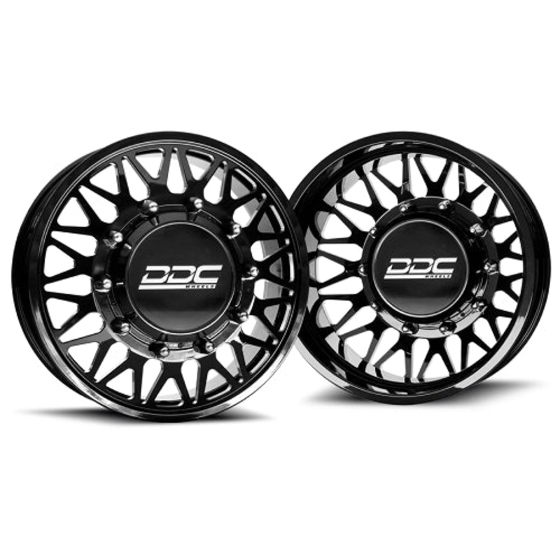 20×8.25 DDC Mesh Black Milled 05-UP FORD 19-UP DODGE FORGED DUALLY Wheels 8×200 Set of 6 (Lug Nuts AND Billet Lug Covers Included) Fits UP to 12.50 tire