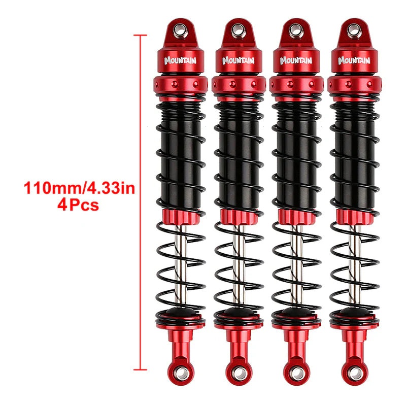 INJORA 110mm Shock Absorber Damper For 1/10 RC Crawler Black & Red–110mm