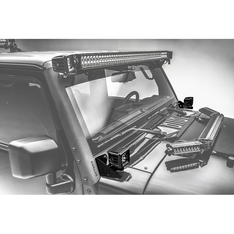 ZROADZ Z374814 Black Mild Steel Lower A Pillar LED Bracket Fits 2007-2018 Jeep Wrangler JK Wrangler JKU