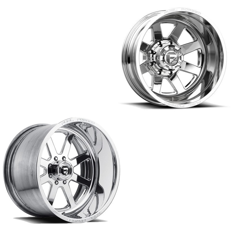 20×10 Fuel Forged FF09D Polished 05-UP FORD DUALLY SUPER SINGLE Wheels 8 Lug Set of 6 (Fits UP to 12.50 tire)