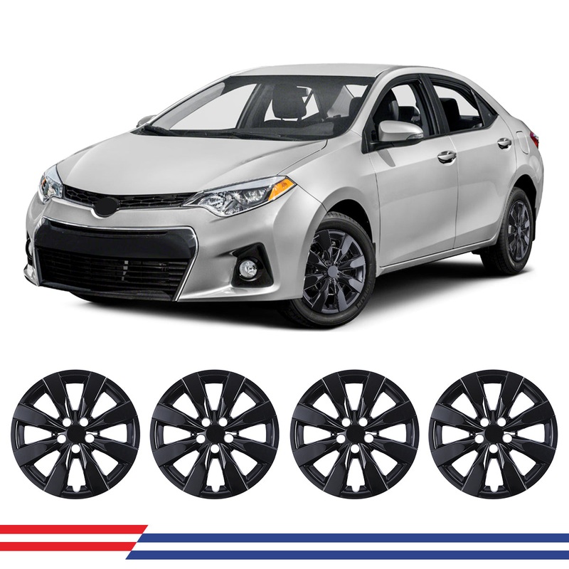 WINJET 16′ Hubcaps Wheel Rims Cover for 2009-2019 TOYOTA COROLLA/2009-2014 TOYOTA MATRIX – Black Lacquer