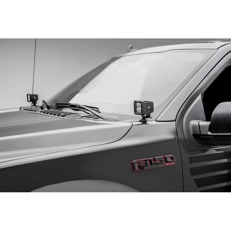 ZROADZ Z365711 Black Mild Steel Hood Hinge LED Bracket Fits 2018-2023 Ford F-150