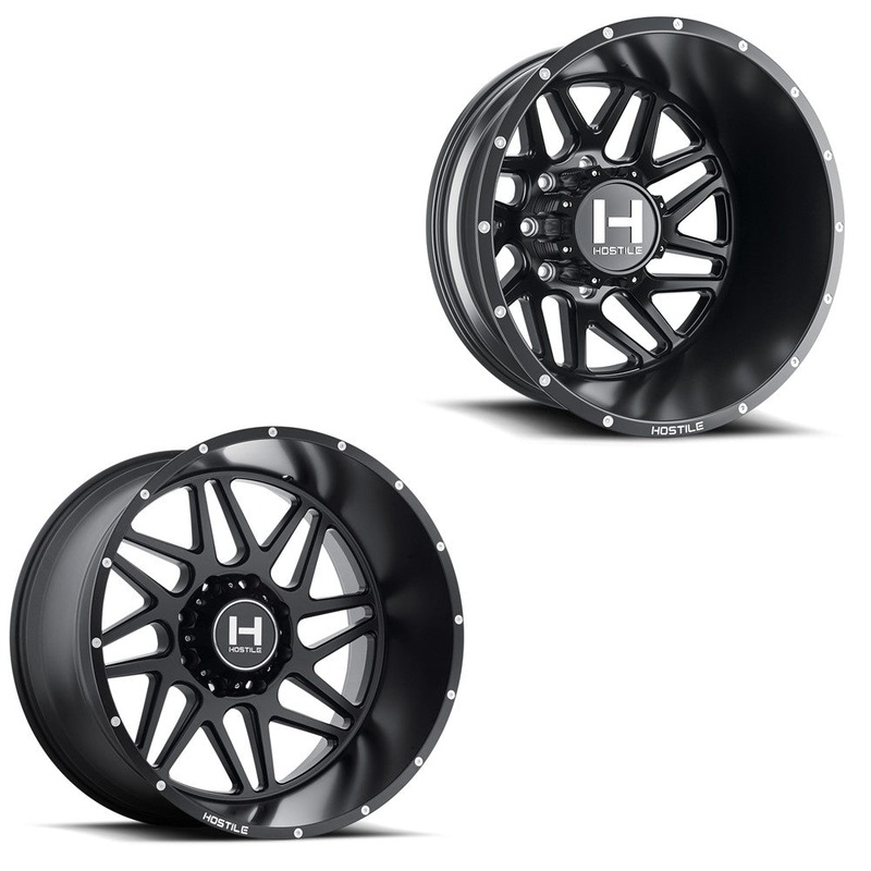20×12 Hostile H401 Sprocket Asphalt (Matte Black) 19-UP DODGE DUALLY SUPER SINGLE Wheels 8 Lug Set of 6 (Fits up to 12.50 tire)