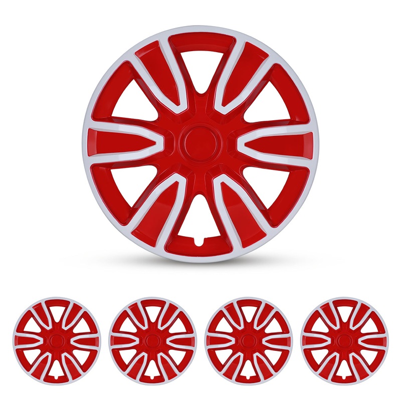WINJET 15 inch Hubcaps Wheel Covers 5087 -White & Red