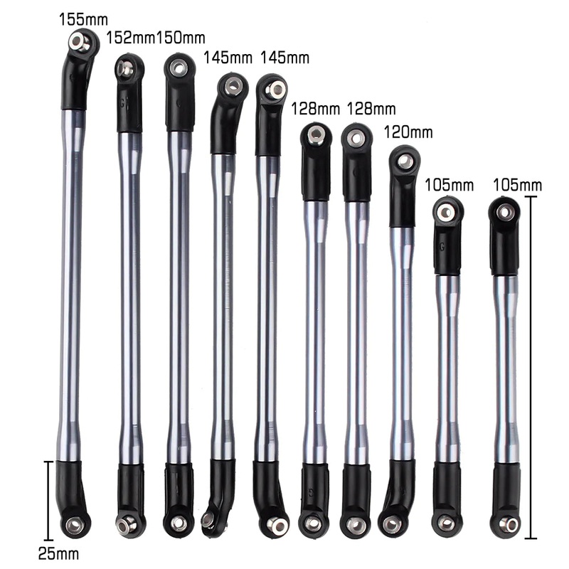 INJORA 10Pcs/Set 313mm Aluminium Links Set Plastic Rod Ends For Axial SCX10 II 90046
