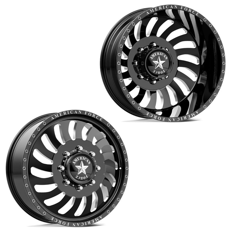 20×8.25 American Force DB06 Wave Gloss Black Milled 11-UP GM DUALLY Wheels 8×210 Set of 6 (Fits up to 12.50 tire)
