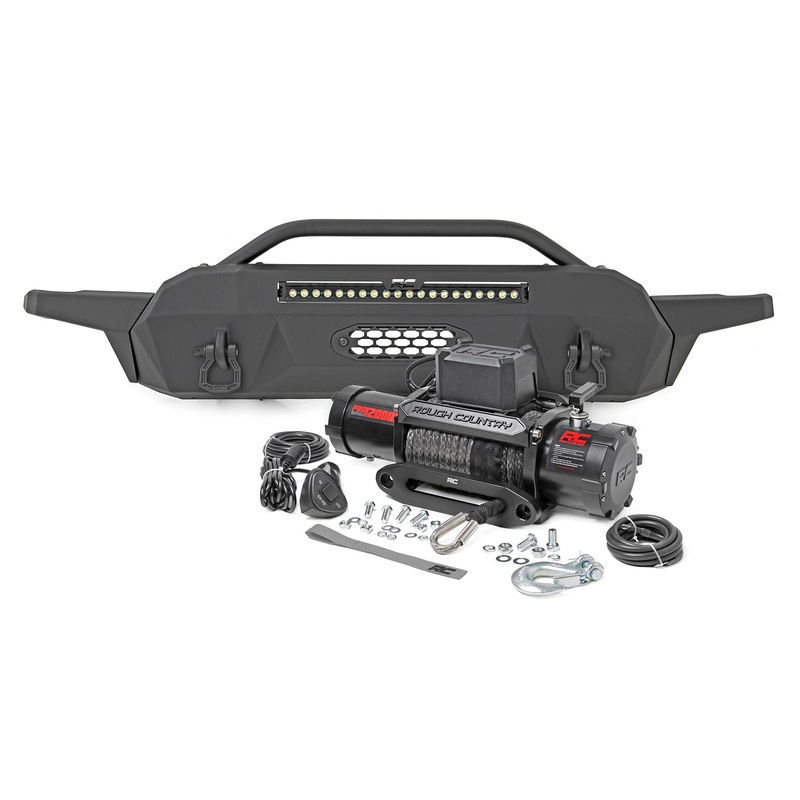 Front Bumper | Hybrid | 20″ Blk LED | 12000-Lb Winch Syn | Toyota Tacoma (16-23)