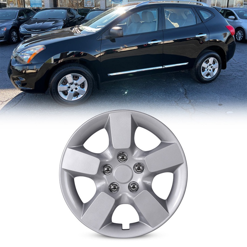 WINJET 16′ Hubcaps Wheel Rims Cover for 2008-2015 NISSAN ROGUE/ROGUE SELECT 1 Piece Only – Sliver (With Decorative Screws)