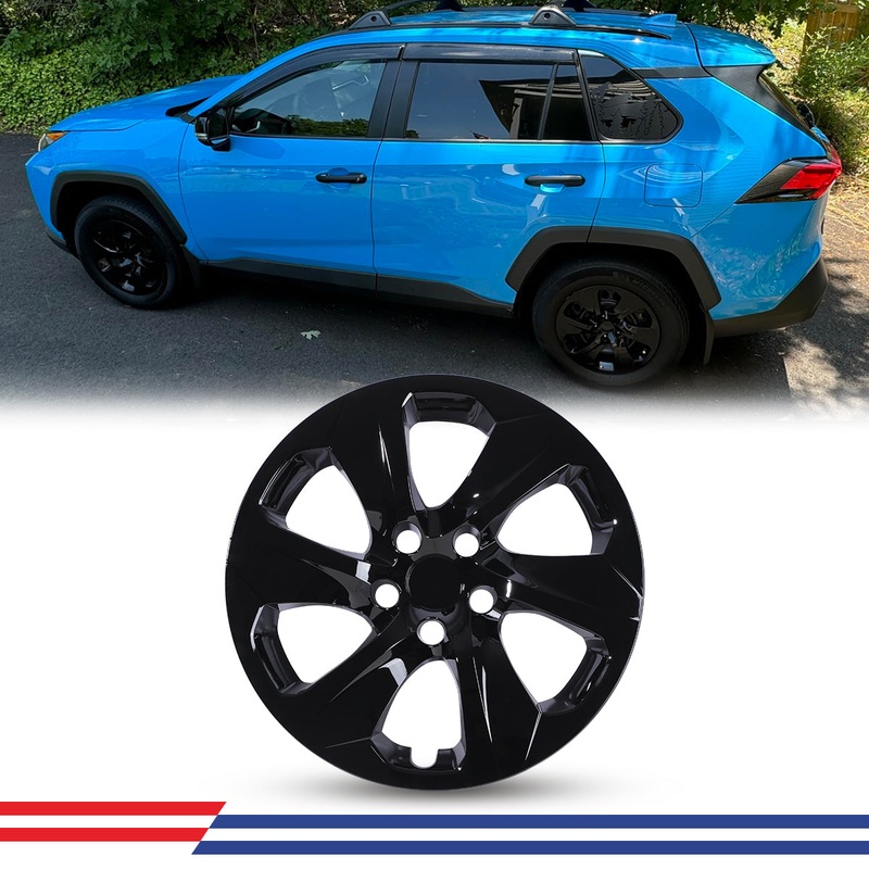 WINJET 17′ Hubcaps Wheel Rims Cover for 2019-2025 TOYOTA RAV4 (1pc) – Black Lacquer