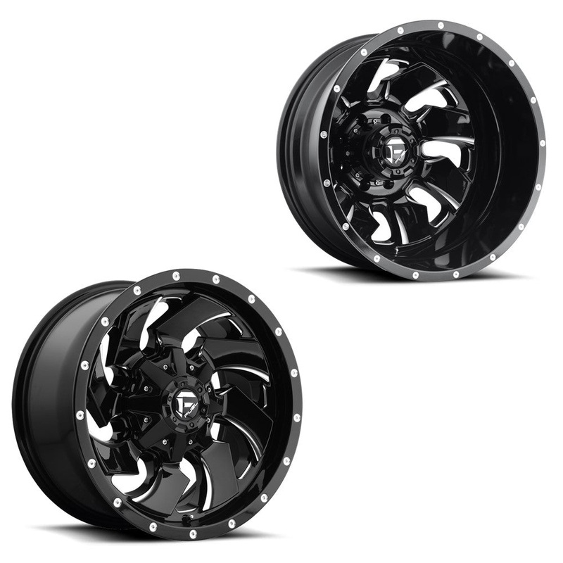 20×10 Fuel D574 Cleaver Gloss Black Milled 11-UP GM DUALLY SUPER SINGLE Wheels 8 Lug Set of 6 (Fits UP to 13.50 tire)
