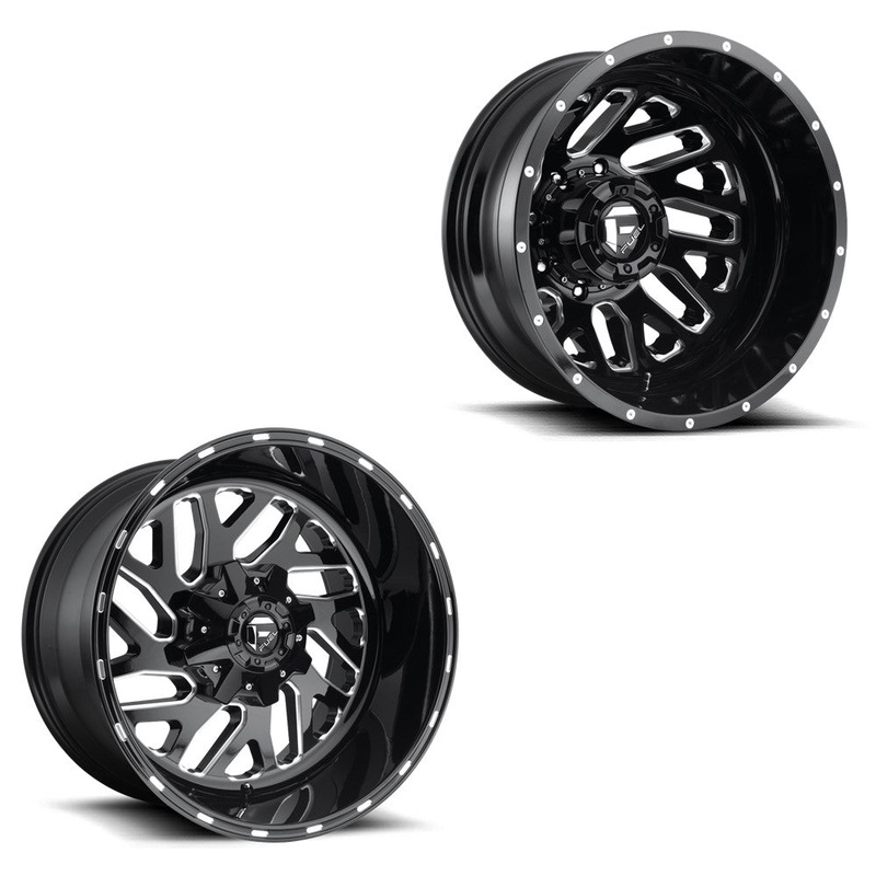 20×10 Fuel D581 Triton Gloss Black Milled 05-UP FORD DUALLY SUPER SINGLE Wheels 8 Lug Set of 6 (Fits UP to 12.50 tire)