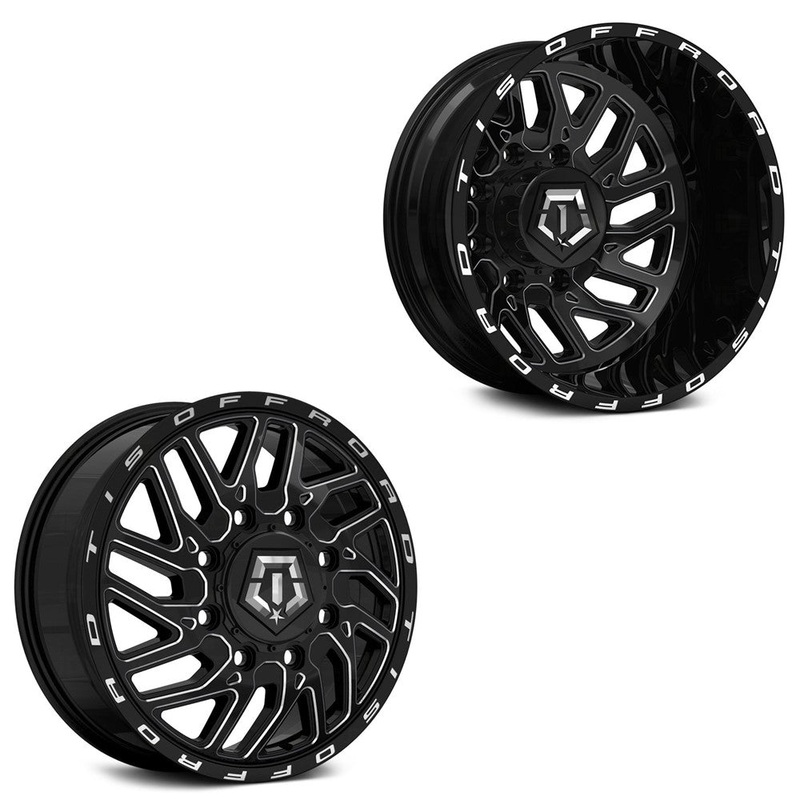 17×6.5 TIS 544BM Gloss Black With Milled Accents 11-UP GM DUALLY Wheels 8×210 Set of 4 (Fits Stock Tire Sizing)