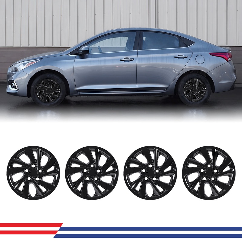WINJET 15′ Hubcaps Wheel Rims Cover for 2017-2020 Hyundai Elantra Sedan – Black Lacquer