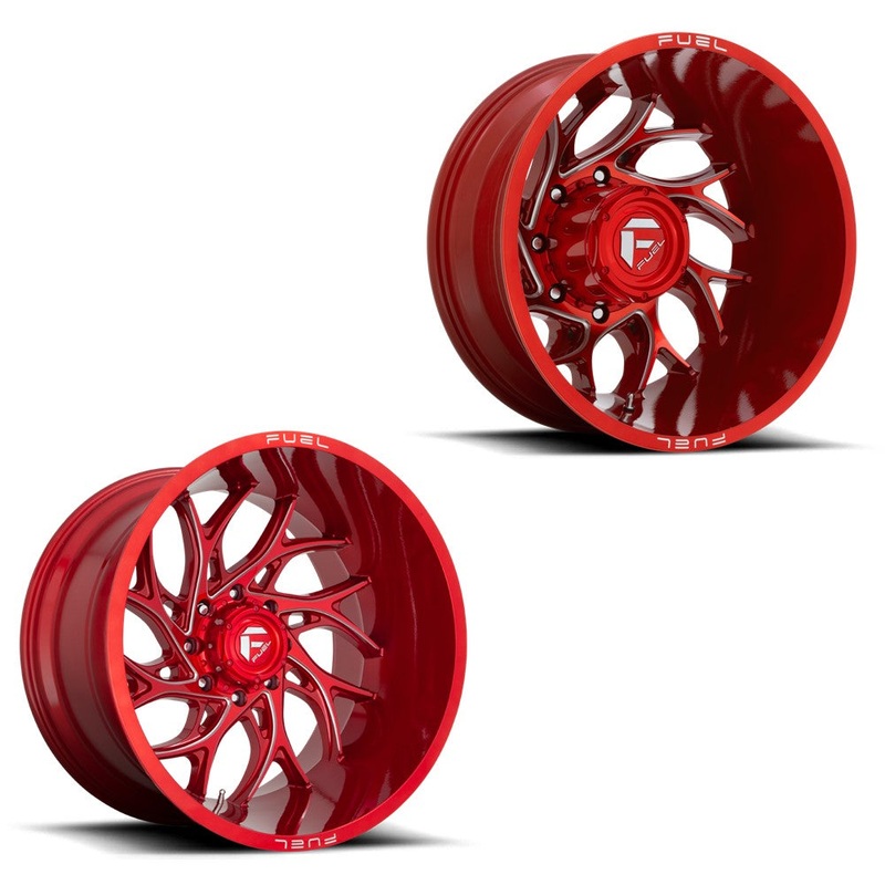 20×10 Fuel D742 Runner Candy Red Milled 05-UP FORD DUALLY SUPER SINGLE Wheels 8 Lug Set of 6 (Fits UP to 12.50 tire)