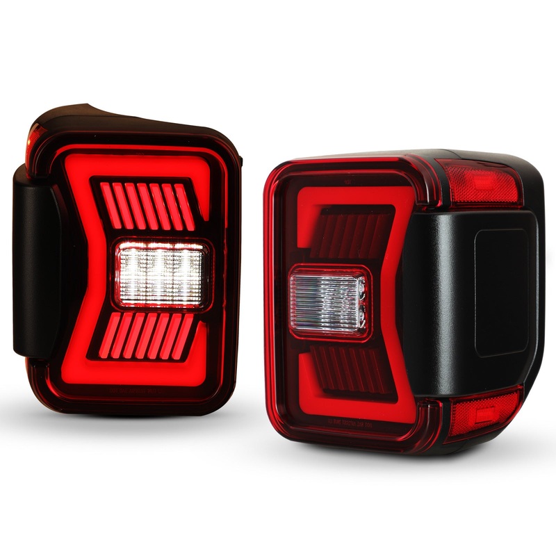 For 2019-2025 Jeep Gladiator JT LED Sequential Tail light – Black/Red