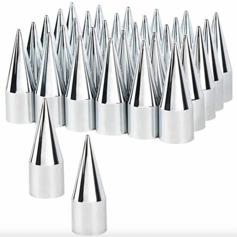 10-Lug Dually Spiked Lug Nut Caps – Chrome – Pack of 40