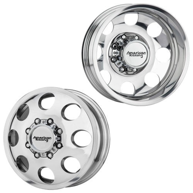 17×6 American Racing AR204 Baja Polished PRE-11 GM PRE-19 DODGE DUALLY Wheels 8×6.5 Set of 4 (Fits Stock Tire Sizing)