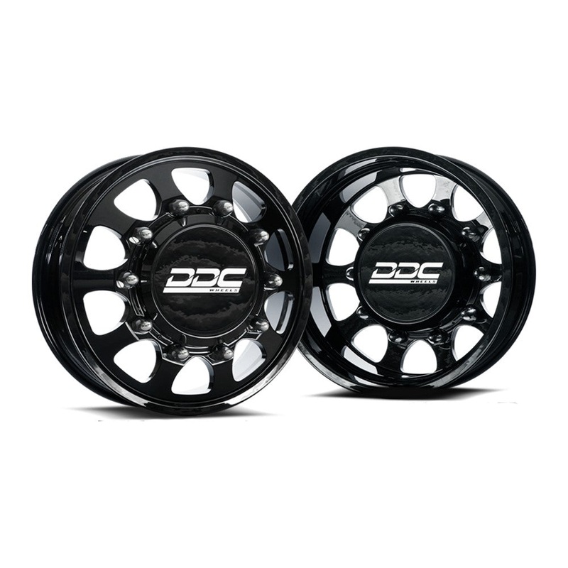 20×7.75 DDC The Shield Gloss Black 05-UP FORD 19-UP DODGE DUALLY Wheels 8×200 Set of 6 (Lug Nuts Included) Fits Stock UP to 285 tire
