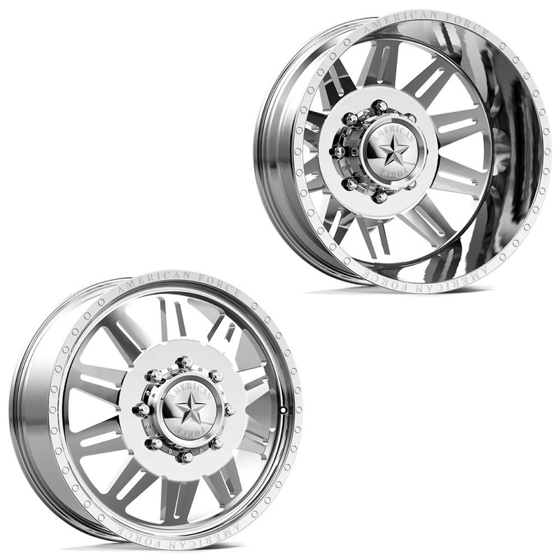 20×8.25 American Force DB04 Clutch Polished PRE-11 GM DUALLY Wheels 8×6.5 Set of 6 (Fits UP to 12.50 tire)