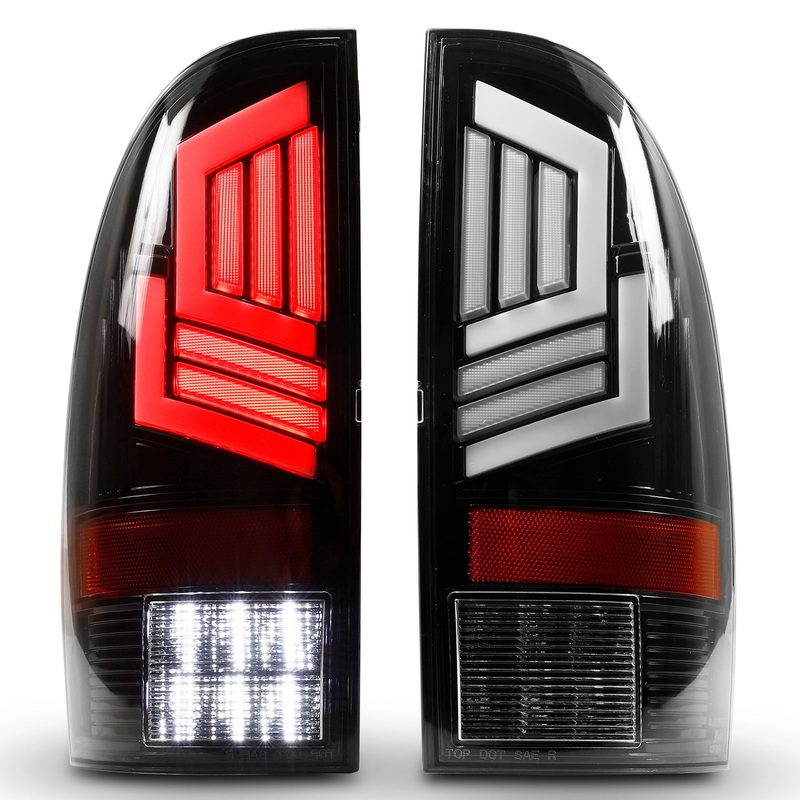For 2005-2015 Toyota Tacoma LED Sequentail Tail Lights – Glossy Black/Clear