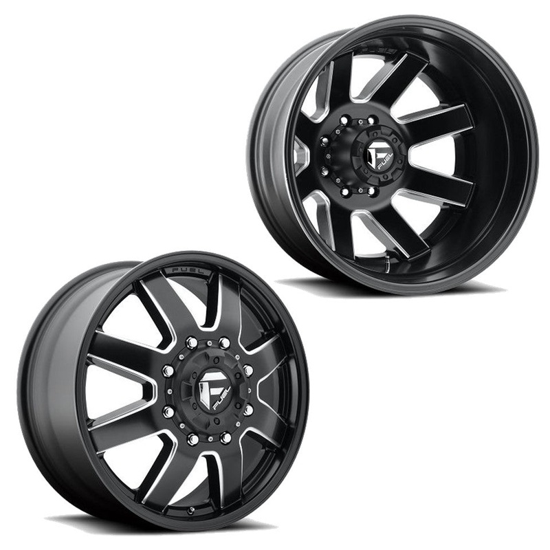 17×6.5 D538 Fuel Maverick Black Milled 11-UP GM DUALLY Wheels 8×210 Set of 4 (Fits Stock Tire Sizing)