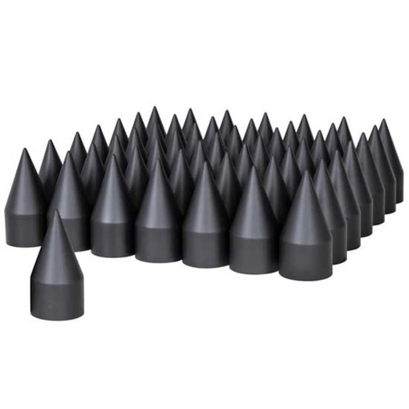 10-Lug Dually Spiked Lug Nut Caps – Matte Black – Pack of 40