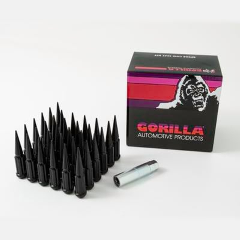 14×1.5 Gorilla Automotive Black Spike 64 Lug Kit With Key