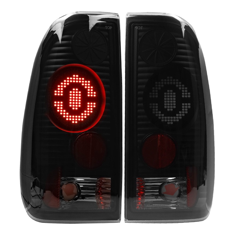 For 1997-2007 Ford F150 F250 F350 F450 F550 Super Duty LED Tail Lights – Glossy Black/Clear