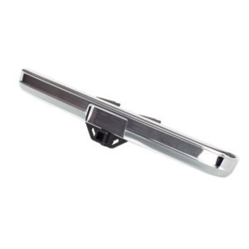 Traxxas bumper, rear (chrome)/ bumper mount/ 3×8 bcs (2)