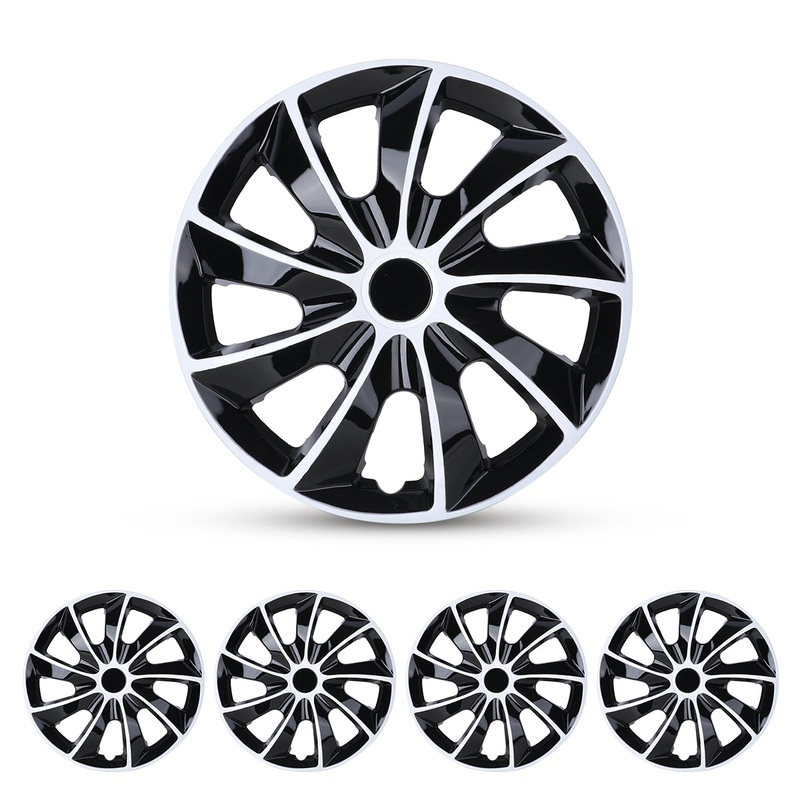WINJET 17 inch Hubcaps Wheel Covers 5084 – White & Black Lacquer