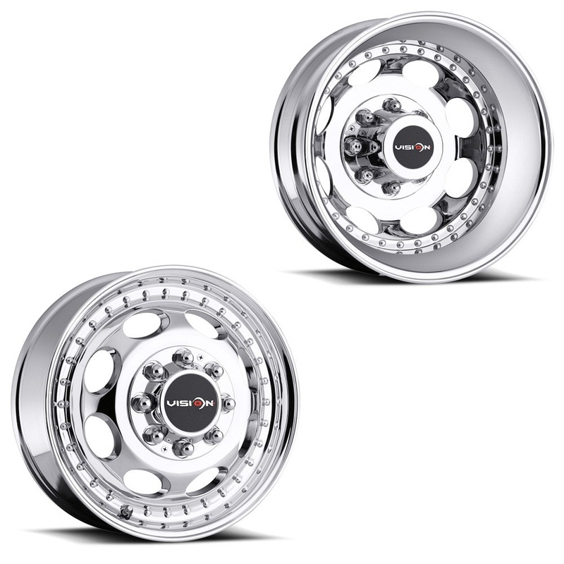 17×6.5 Vision 181 Hauler Chrome 05-UP FORD 19-UP DODGE DUALLY Wheels 8×200 Set of 4 (Fits Stock Tire Sizing)