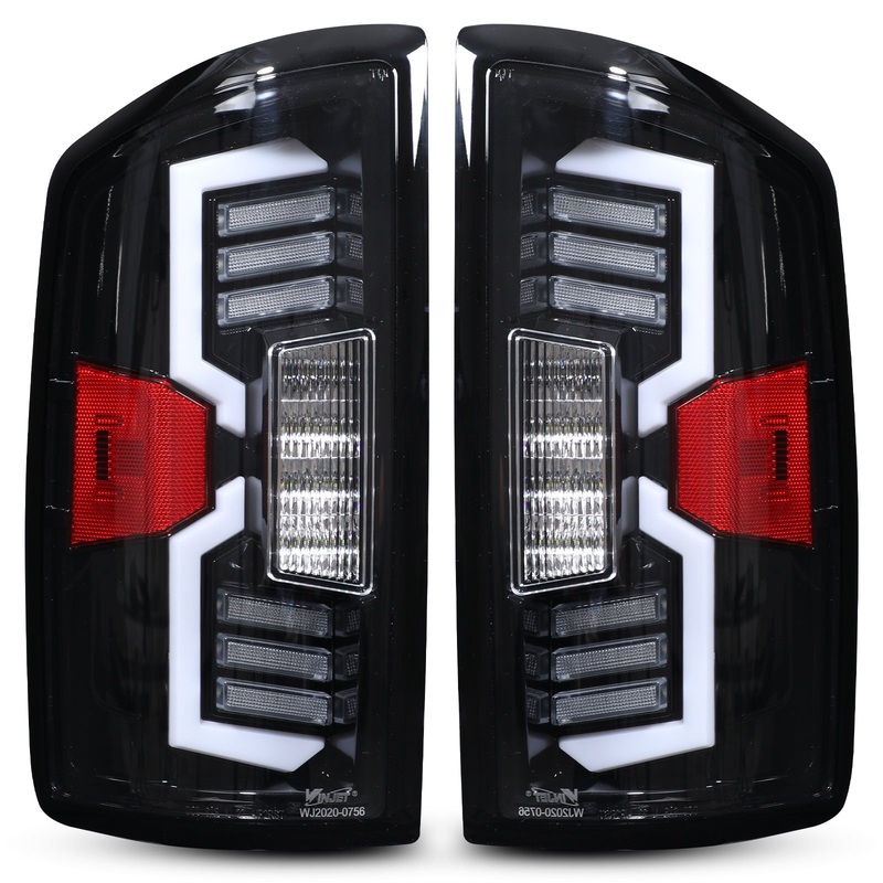 For 2006-2009 Dodge Ram 1500 2500 3500 LED Taillights – Gloss Black / Clear