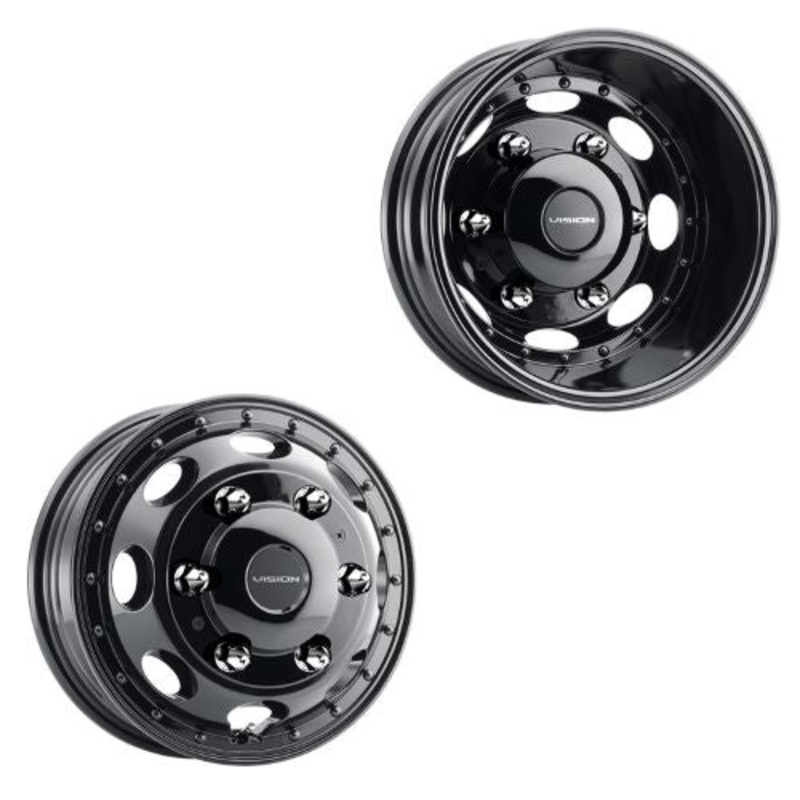 16×5.5 Vision 181Z Van Dually Gloss Black 06-UP SPRINTER DUALLY Wheels 6×205 Set of 4 (Fits Stock Tire Sizing)