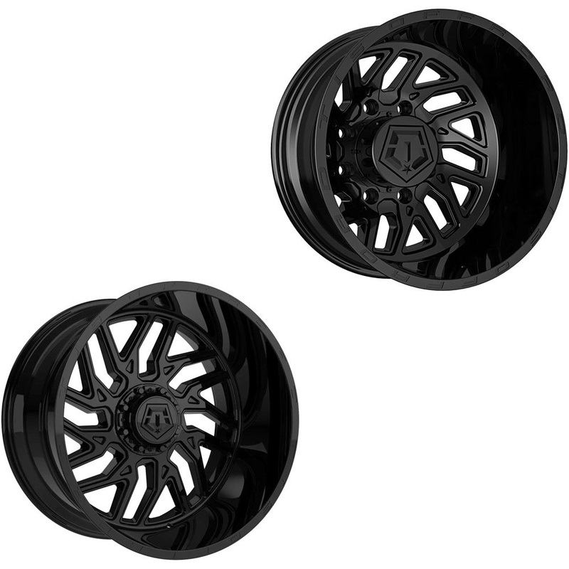20×10 TIS 544B Gloss Black PRE-11 GM PRE-19 DODGE DUALLY SUPER SINGLE Wheels 8×6.5 Set of 6 (Fits UP to 12.50 tire)