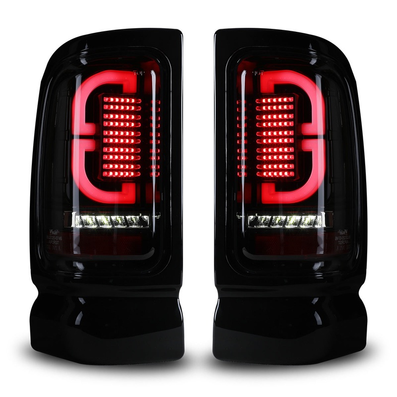For 1994-2002  Dodge Ram 1500 2500 3500 4000 Pickup LED Taillights – Black/Smoke