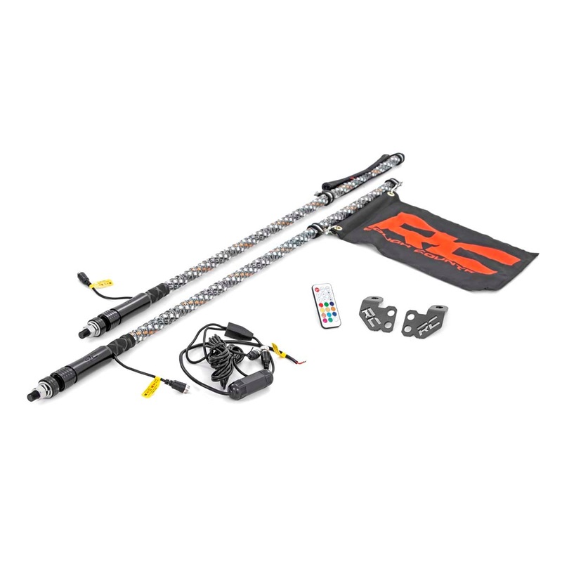 Whip Mount | Cage | 4′ Multl-Color LED Whip Pair | Polaris RZR