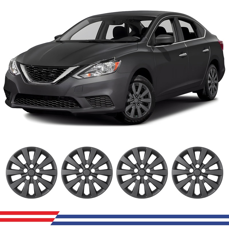 WINJET 16′ Hubcaps Wheel Rims Cover for 2013-2019 NISSAN SENTRA/2011-2017 NISSAN LEAF  – Matte Black