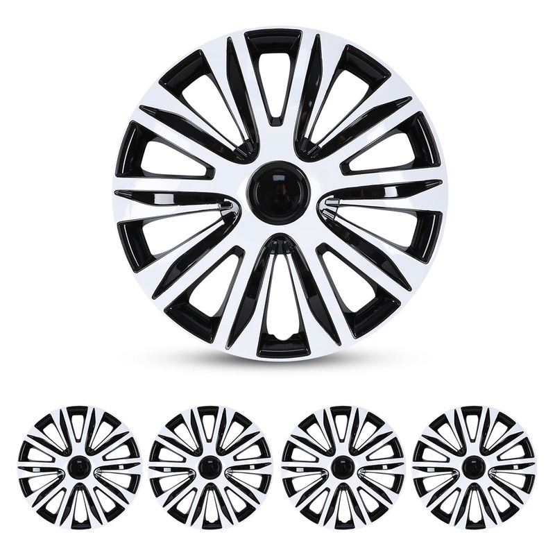 WINJET 14 inch Hubcaps Wheel Covers 5083 – Black & White Lacquer